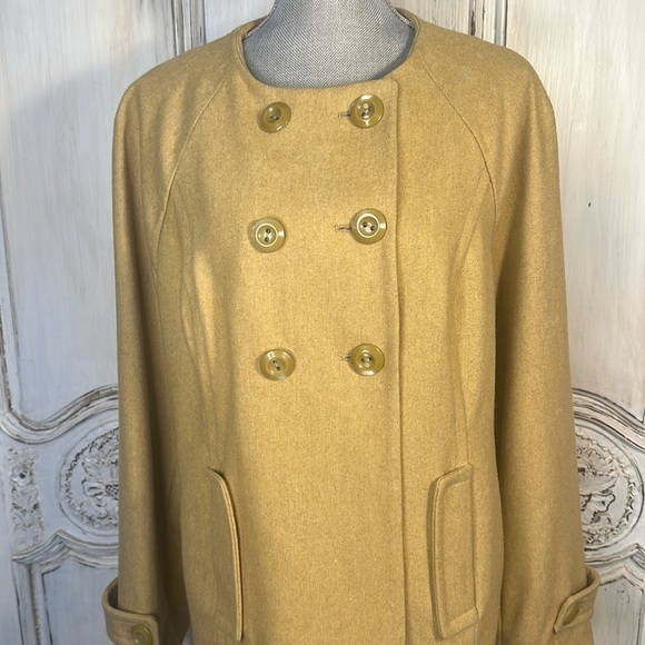 Mossimo Wool Blend Collarless Double Breasted Dusty Mustard Jacket Size XXL - Picture 4 of 15